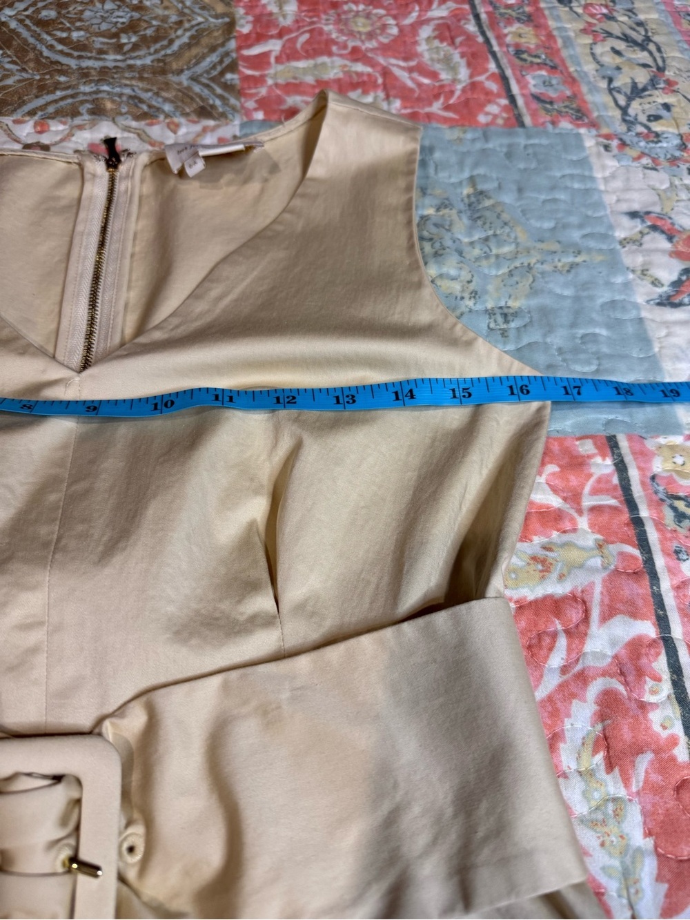 kate spade Yellow and White Belted Midi Dress size 6 100% Cotton Preppy Luxury - Picture 9 of 15